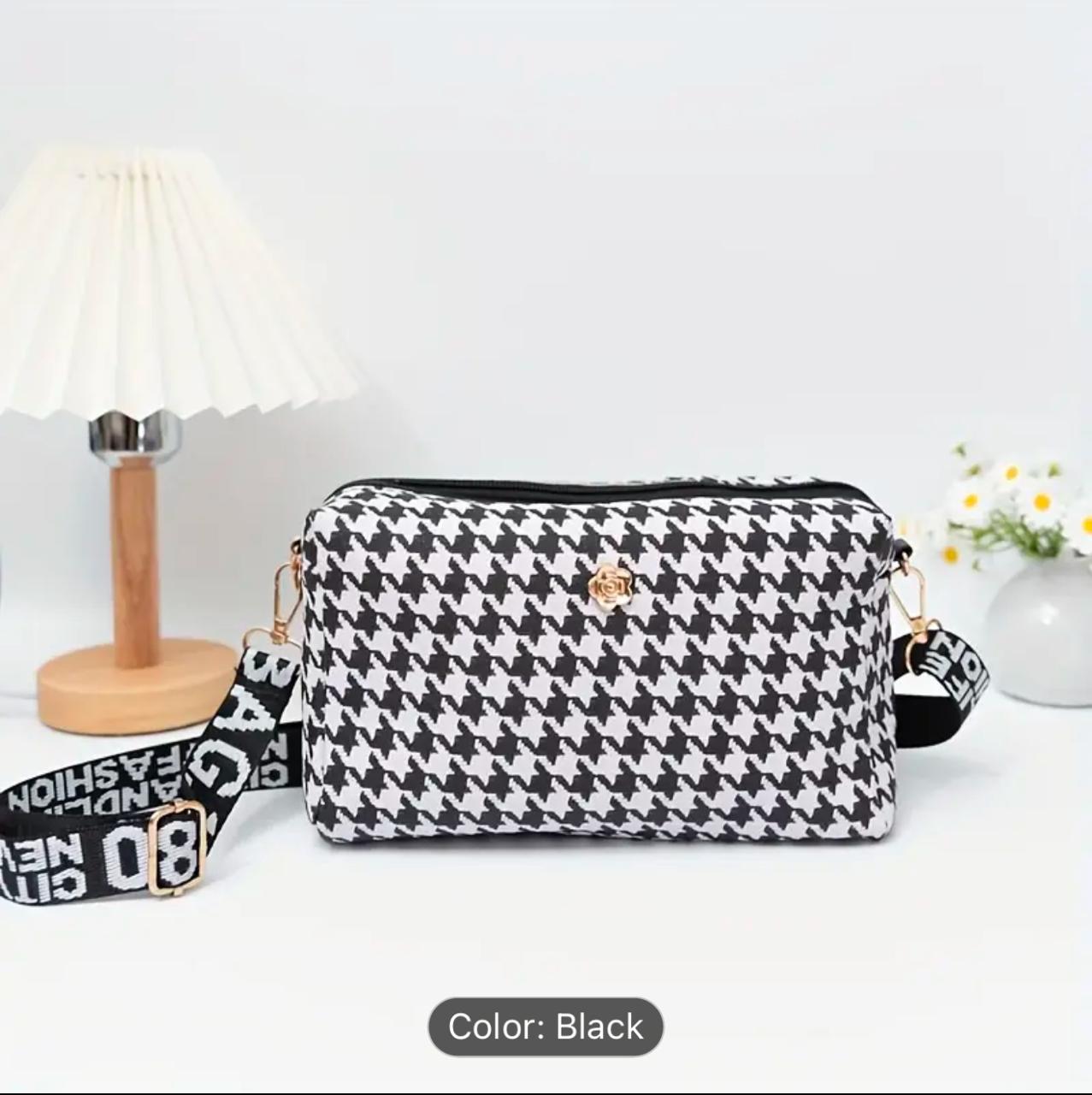 Lightweight Luxury, Chic Houndstooth Crossbody Bag image 3