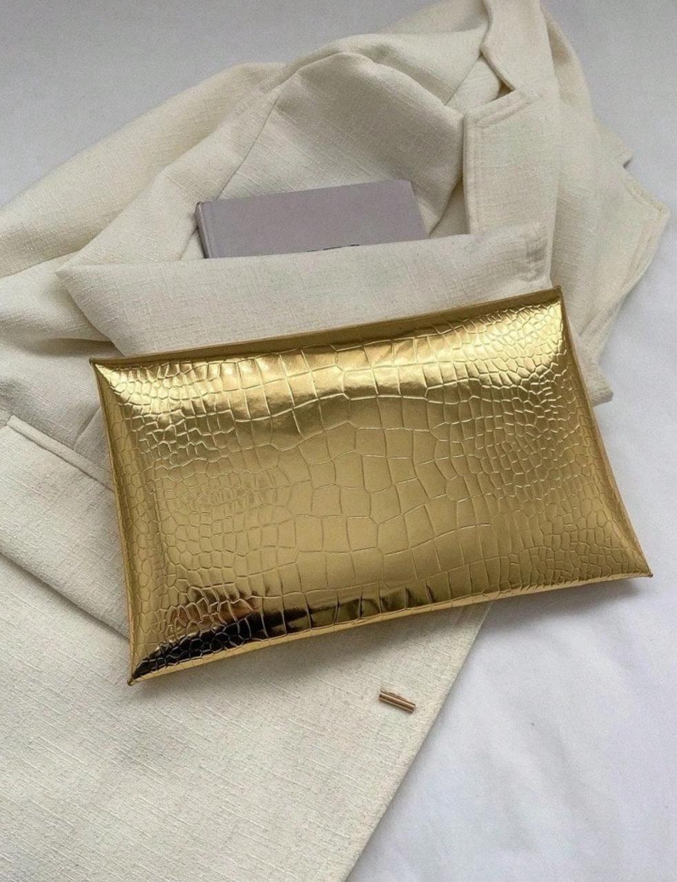 Crocodile & snake print PU envelope clutch image 7