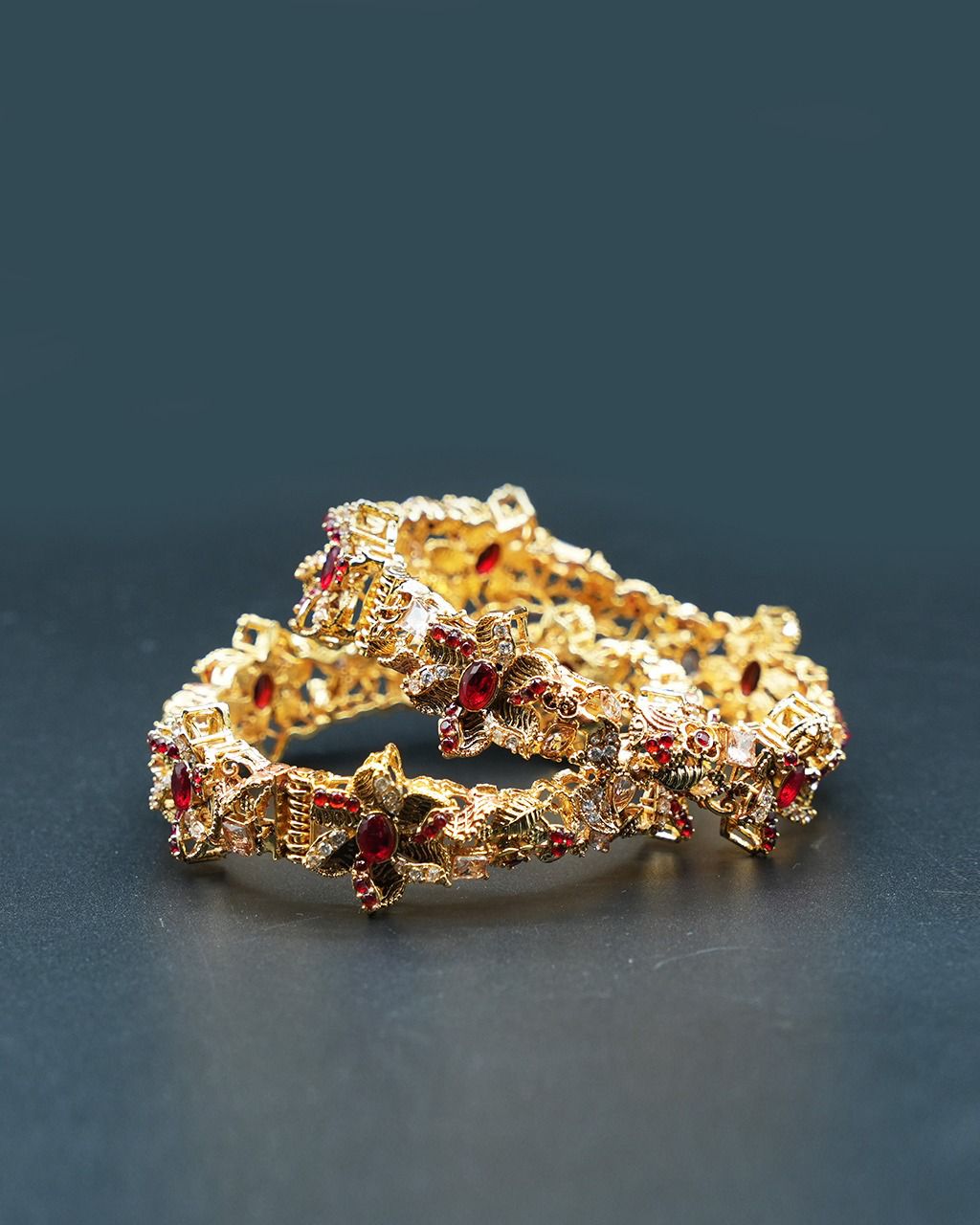 Luxury Floral Stone Openable Kara Set image 6