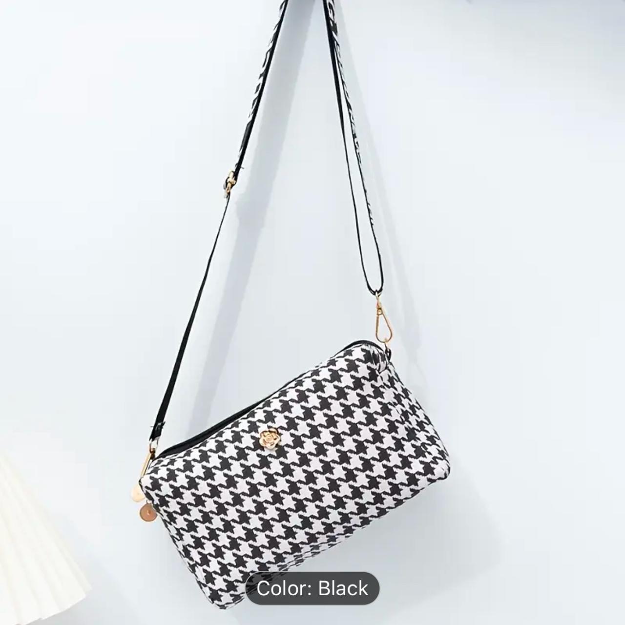 Lightweight Luxury, Chic Houndstooth Crossbody Bag image 7