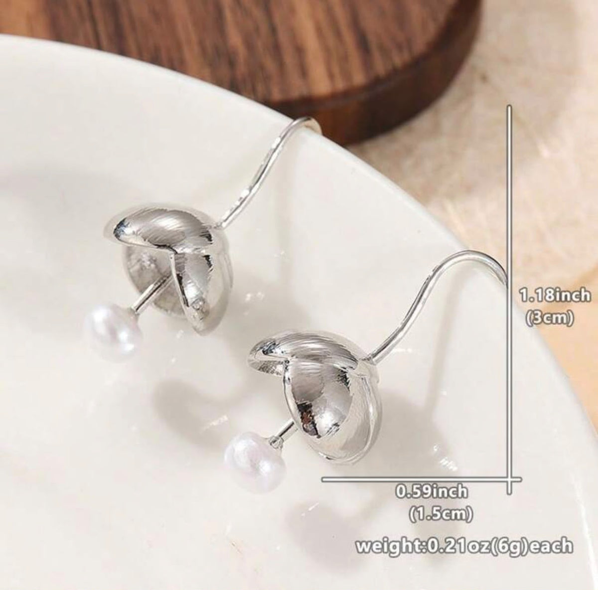 Silver Dome Pearl Drop
