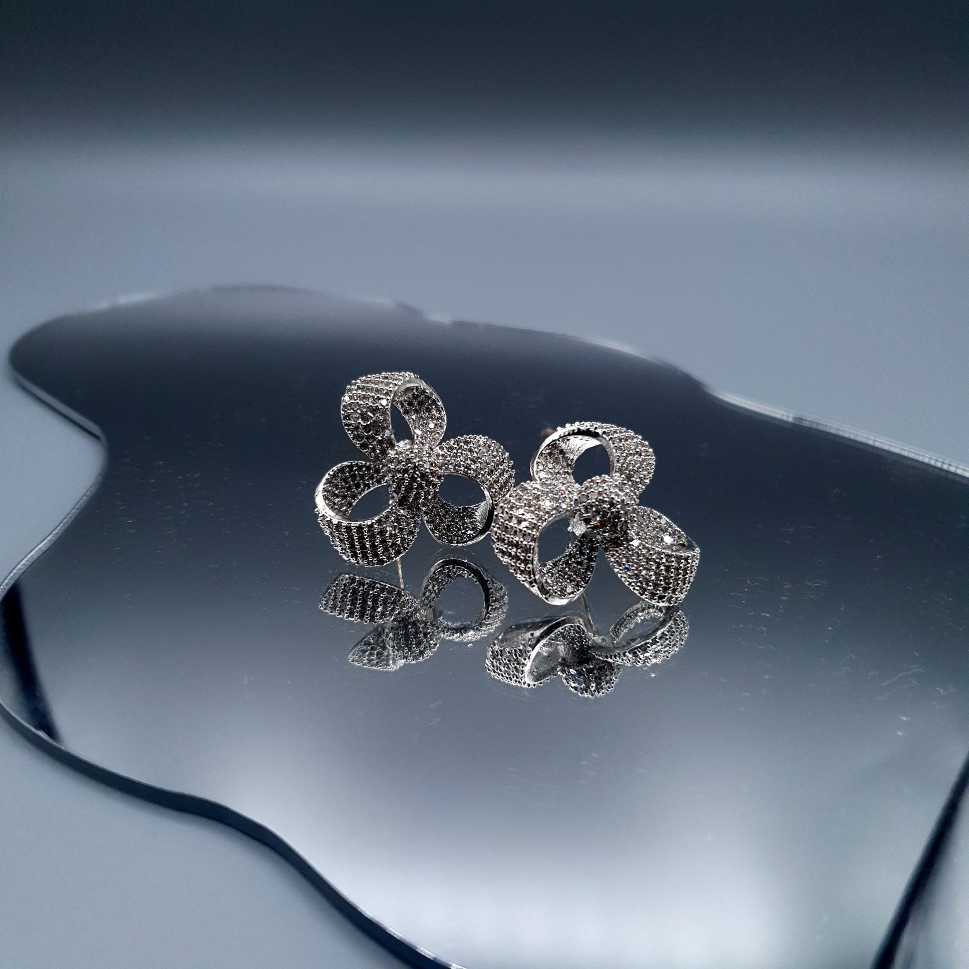 FLOWER STYLE SILVER WITH STONES (PARTY WEAR) image 4