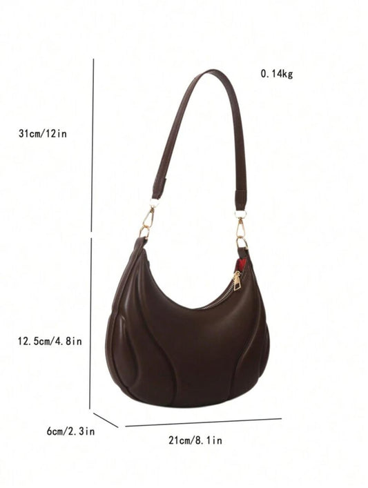 ALL MATCH TEXTURED EMBOSSED FASHION SOLID COLOR CRESCENT BAG image 1