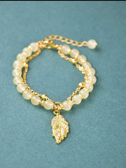 Double-Layer Apricot Leaves & Gilded Branches Bracelet image 2