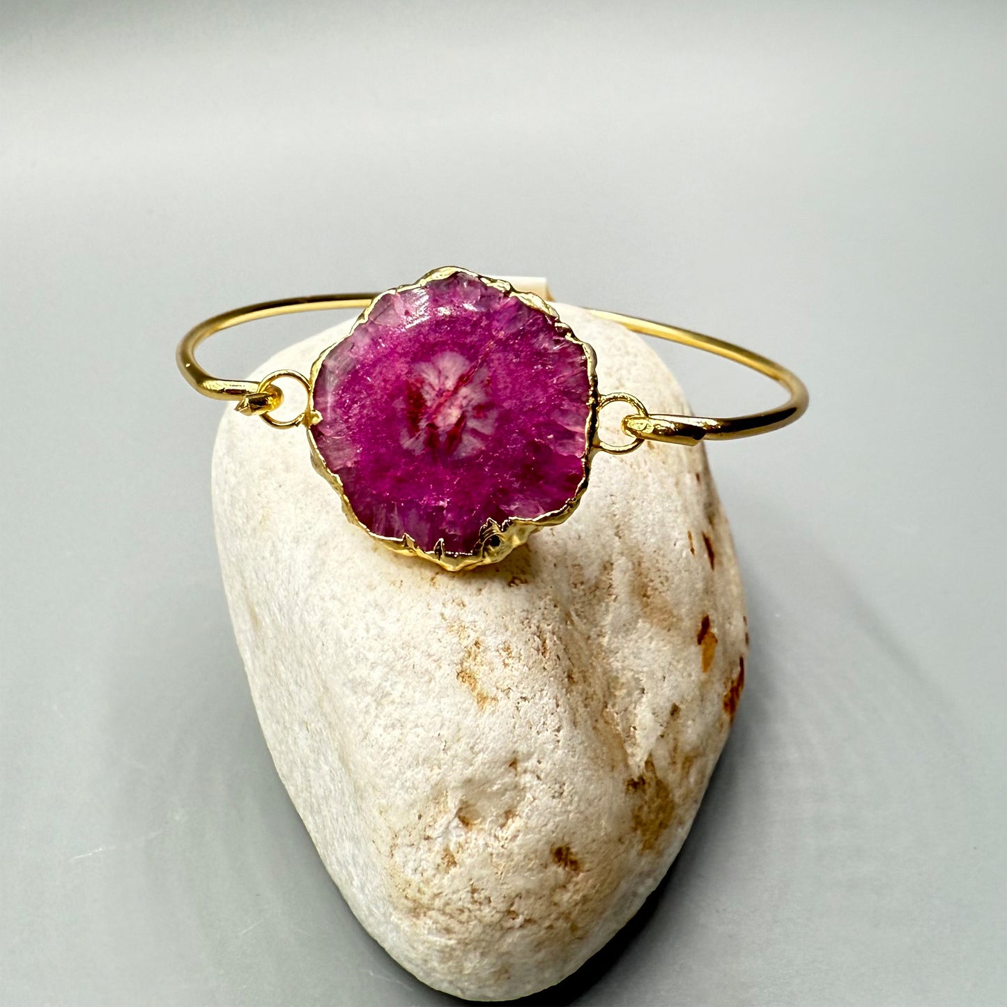 Adjustable Boho-Chic Natural Crystal Flower Bangle image 18