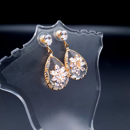 Crystal-clear earrings with embossed flower motif for a delicate and sophisticated touch. image 2