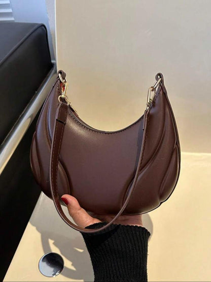 ALL MATCH TEXTURED EMBOSSED FASHION SOLID COLOR CRESCENT BAG image 2