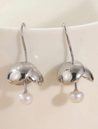 Silver Dome Pearl Drop