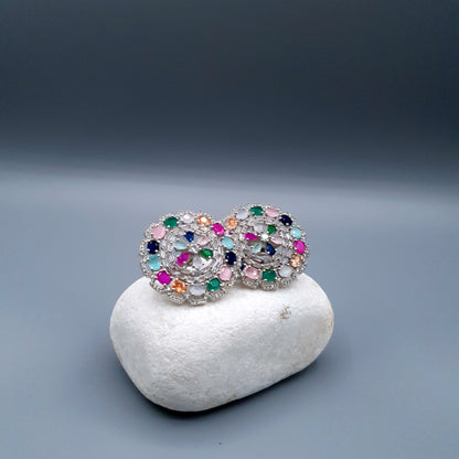 WHEEL STYLE PARTY WEAR-(MULTI COLOUR &amp; GOLDEN SILVER) image 2