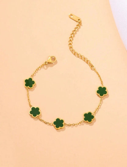 Minimalist Fashion Five Leaf Clover Design Women Bracelet image 0