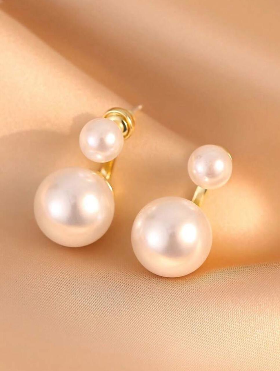 French Luxurious Pearl Stud Earrings image 4