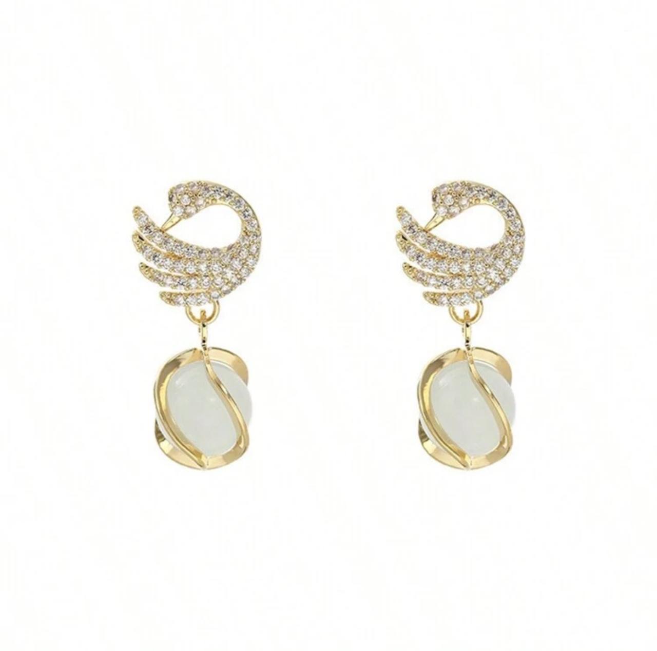 Exquisite &amp; Fashionable Creative Swan &amp; Cat Eye Pendant Earrings image 4