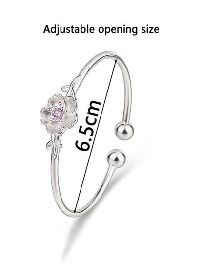 CHIC FLORAL DESIGN BRACELET WITH RHINESTONE ACCENTS image 6