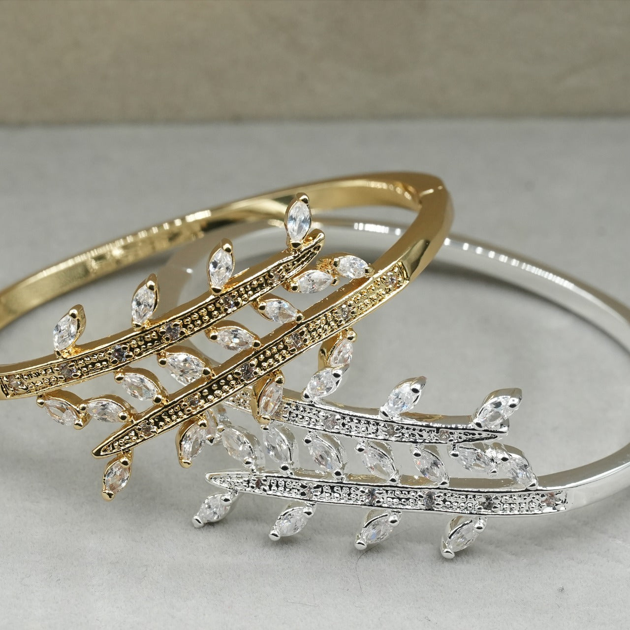 A stunning leaf-inspired pattern fency bracelet, featuring delicate branches adorned with shimmering stones image 0