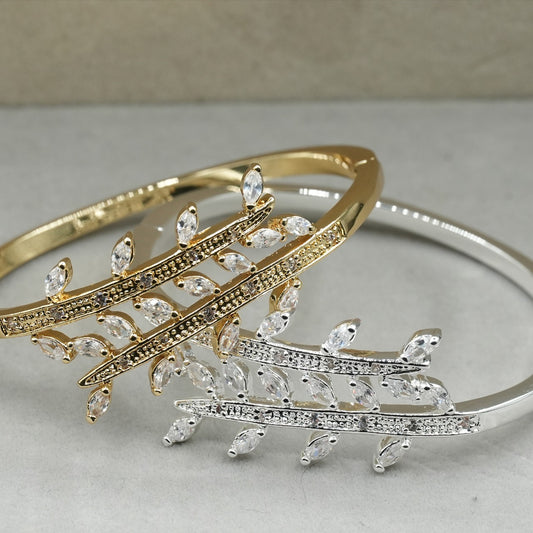 A stunning leaf-inspired pattern fency bracelet, featuring delicate branches adorned with shimmering stones image 0