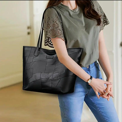 CHIC Women's Large Capacity TOTE Bag- Faux Leather with Woven Pattern image 3