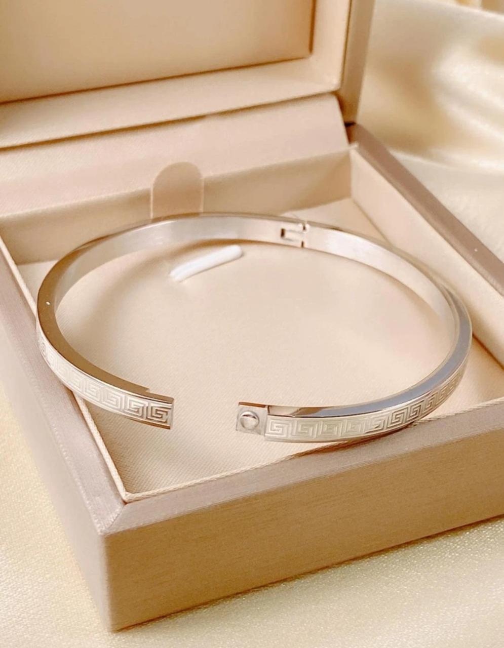 Textured Detail Bangle Material: Stainless Steel image 1