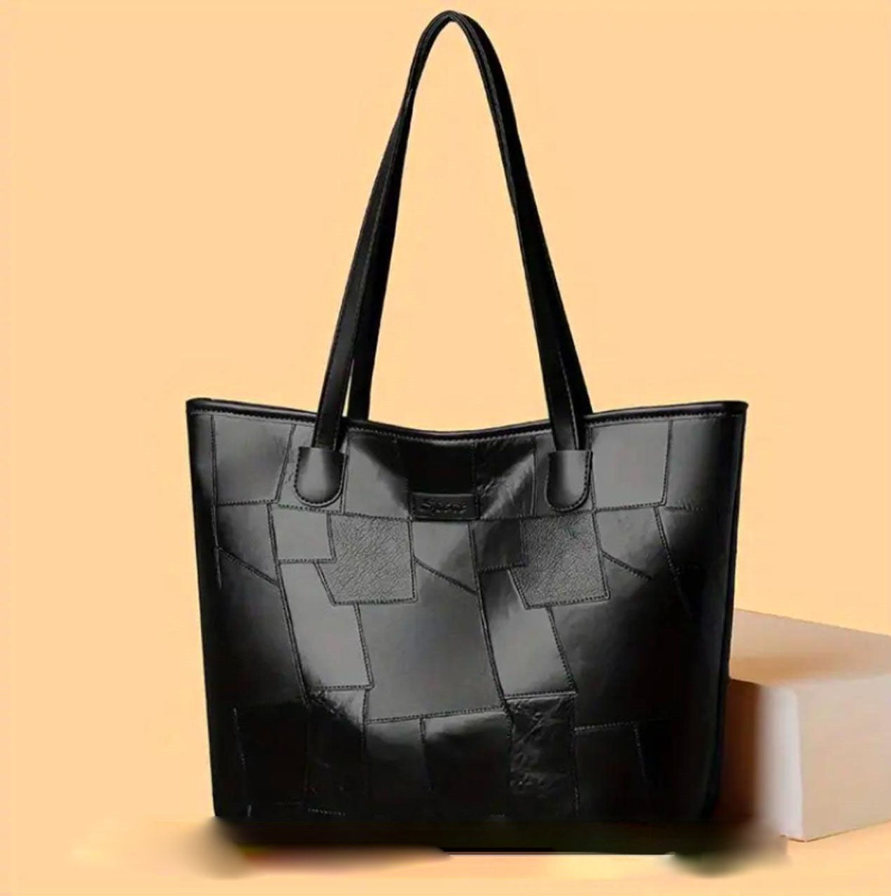 CHIC Women's Large Capacity TOTE Bag- Faux Leather with Woven Pattern image 4