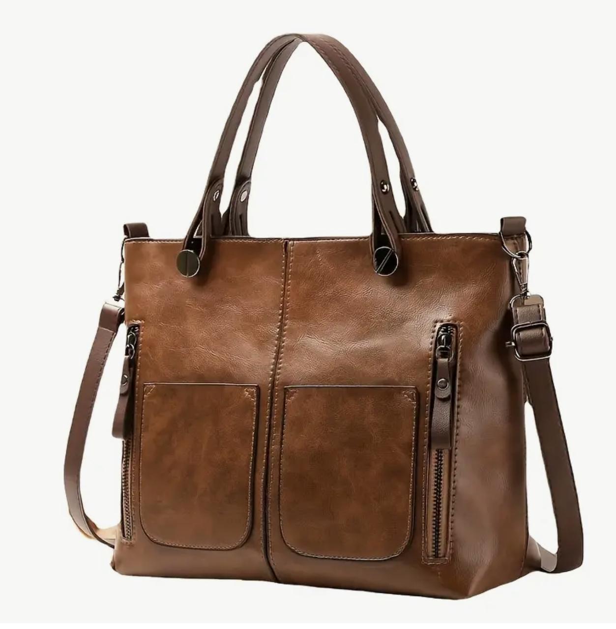 Luxury Shoulder Bag with Detachable Adjustable Strap - Brown image