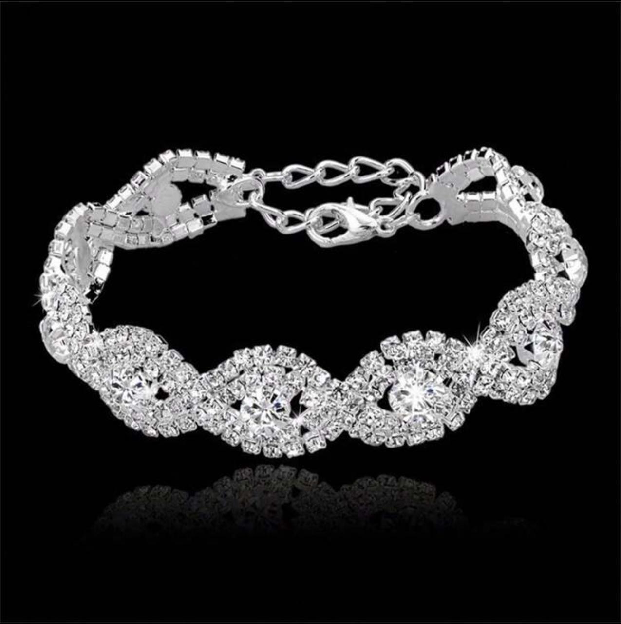 Elegant Luxury Austrian Crystal Infinity Rhinestone Bracelet image 4