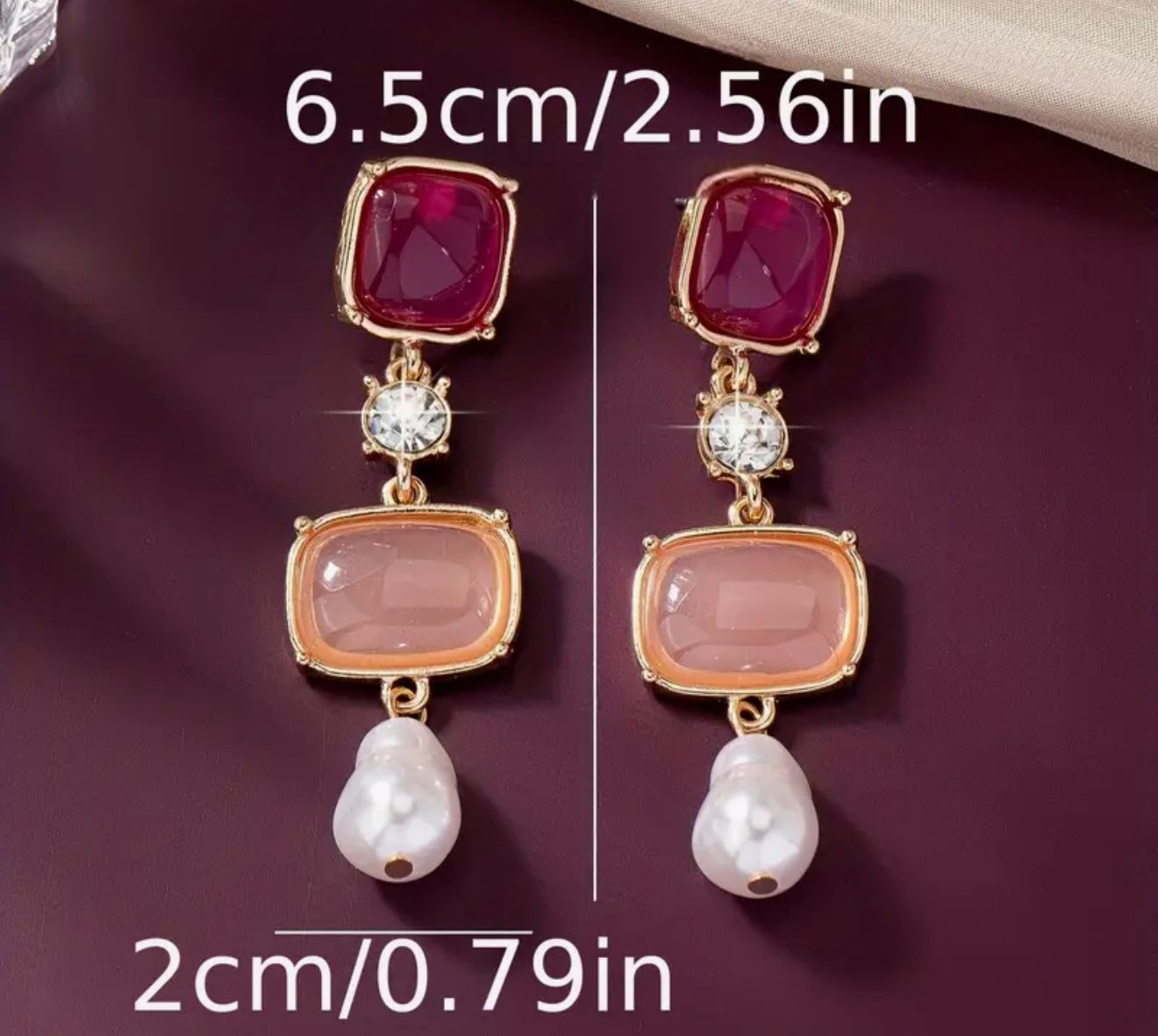 Elegant Dangle Earrings 18k Gold Plated Inlaid Geometric Stone Match Daily Outfits Party Accessories Casual Dating Decor image 3