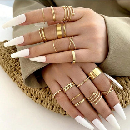 16pcs/set Vintage Minimalist Joint Finger Ring Set image 0