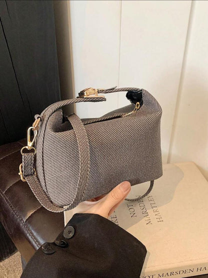 Mini Striped Print Box-Shaped Leather Adjustable Strap Crossbody Bag image 1