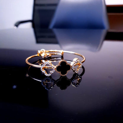 Golden Bracelet with Black Clover Charm image 1