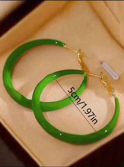 Luxury Vintage Green Enamel Splash Circle Earrings image 2