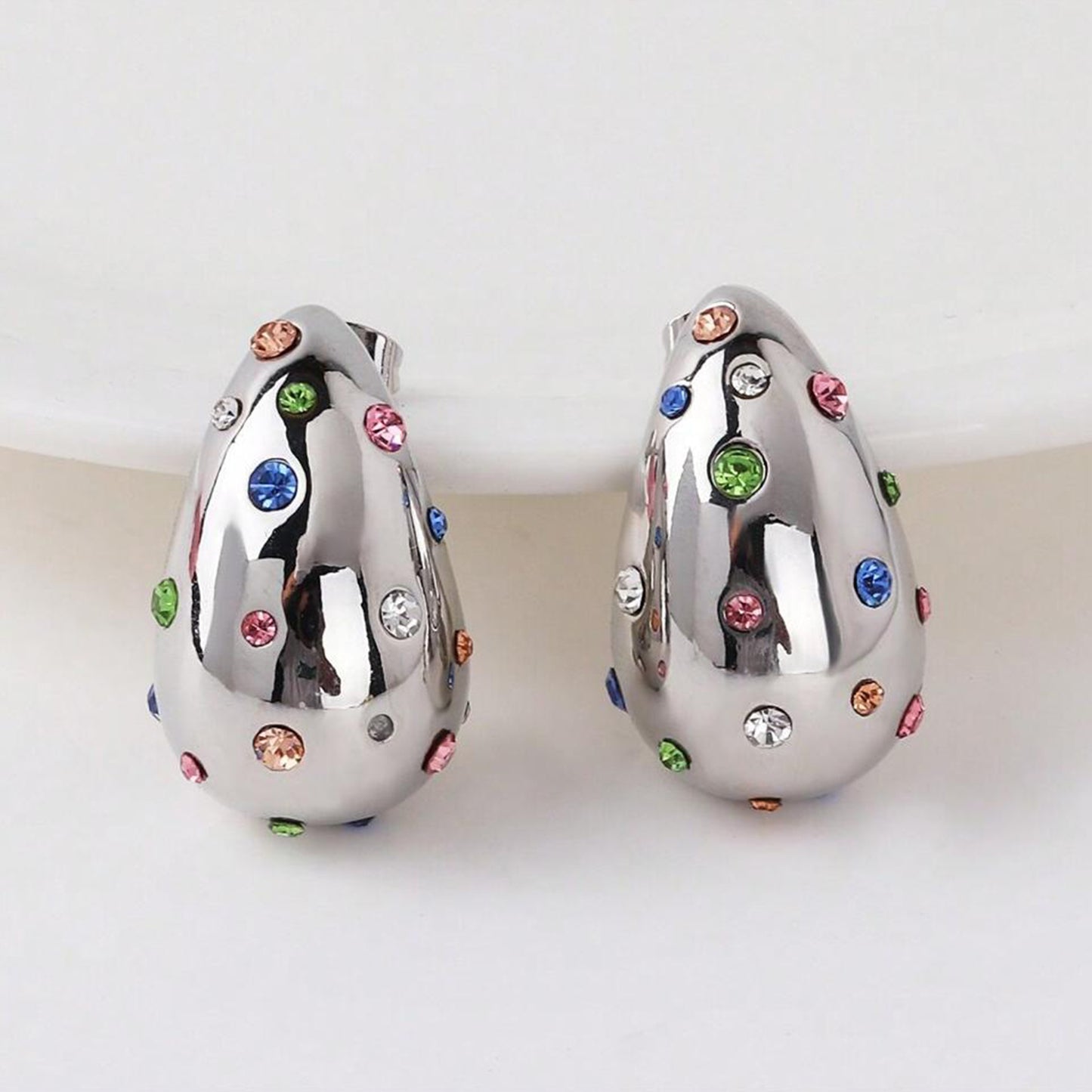 3-D TEAR DROP CRYSTAL STUD image 2
