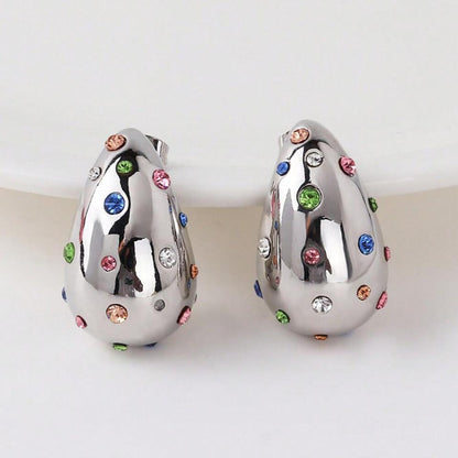 3-D TEAR DROP CRYSTAL STUD image 2