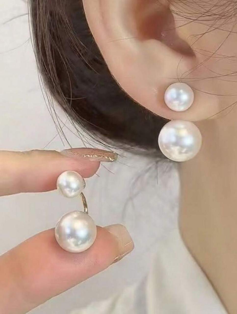 French Luxurious Pearl Stud Earrings image 1