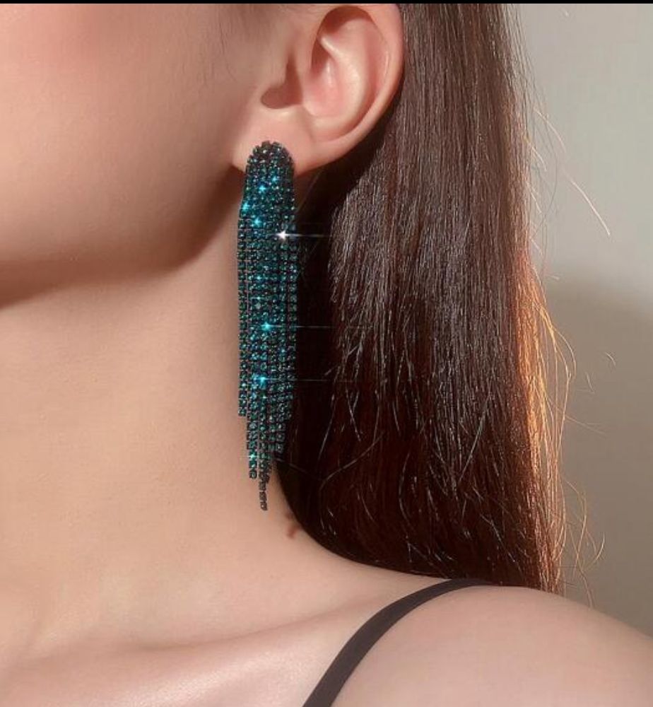 Fashion Long Tassel Rainbow Color Crystal Earring image 5