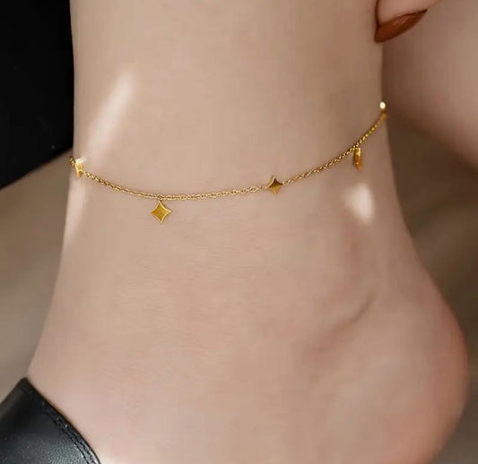 18K Golden Plated Stainless Steel, Star Charm Ankle Bracelet for Women image 1
