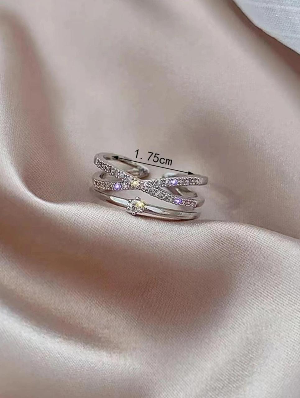 COPPER MICRO-INLAID CUBIC ZIRCONIA OPEN ADJUSTABLE RING image 7