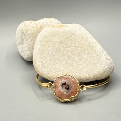 Adjustable Boho-Chic Natural Crystal Flower Bangle image 3