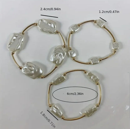 Vintage Elegant Bohemian Style French-Inspired 3-Strand Bracelet Set with Imitation Pearls and Copper image 4