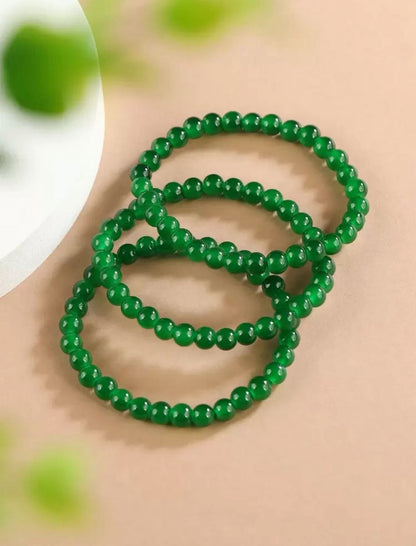 3pcs Jade Green Color Bracelets, Suitable For Daily Wear image 5
