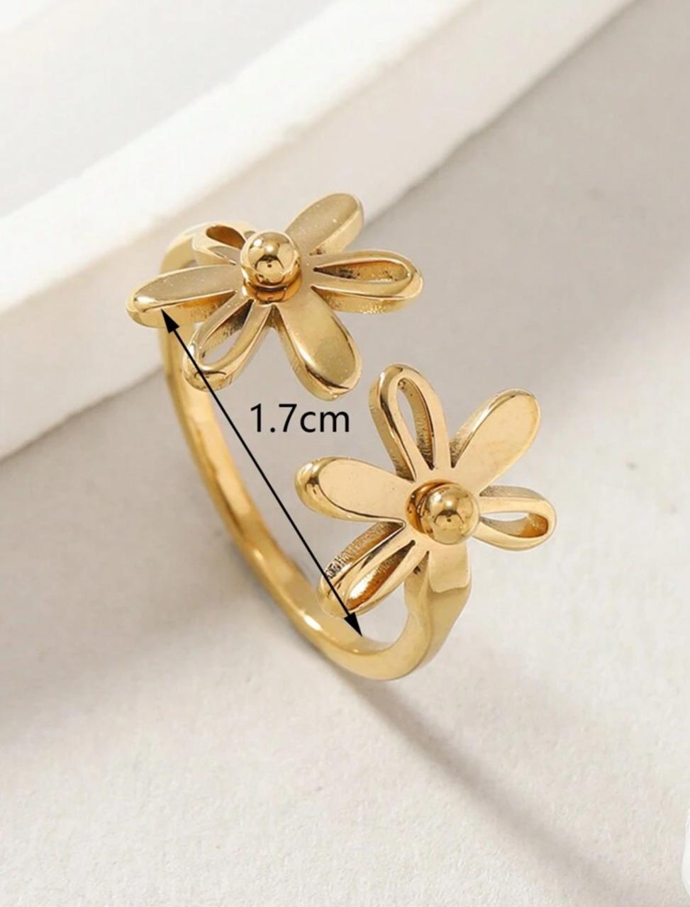 Stainless Steel Flower Design Gold Finger Ring Material: Stainless Steel image 2
