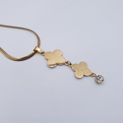 Floral Charm Stainless Steel Necklace Set image 1