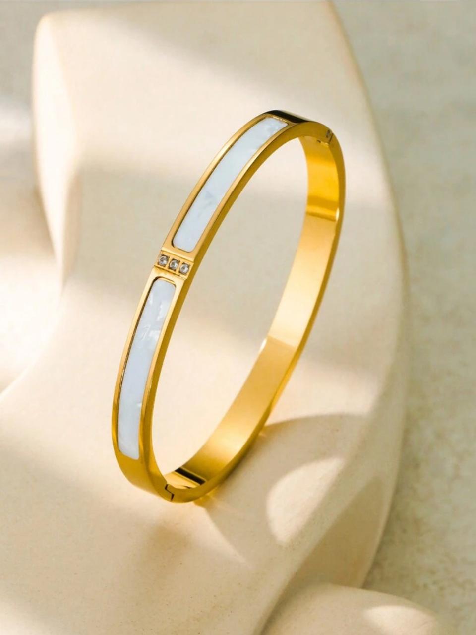 Simple Stylish Stainless Steel Enamel Bracelet Zirconia Inlay image 1