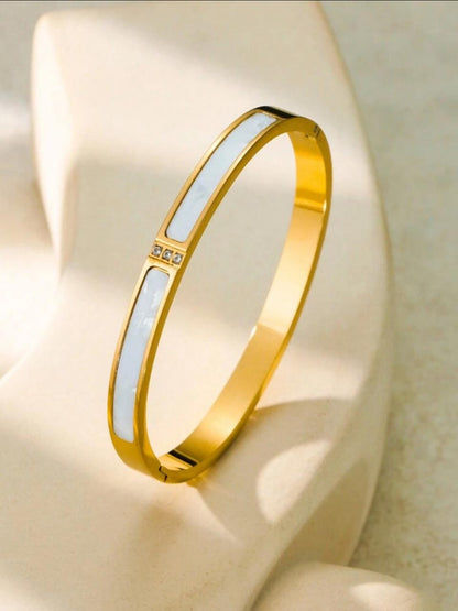Simple Stylish Stainless Steel Enamel Bracelet Zirconia Inlay image 1