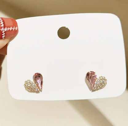 Small and Exquisite Pink Love Temperament Zirconia Earrings image 1