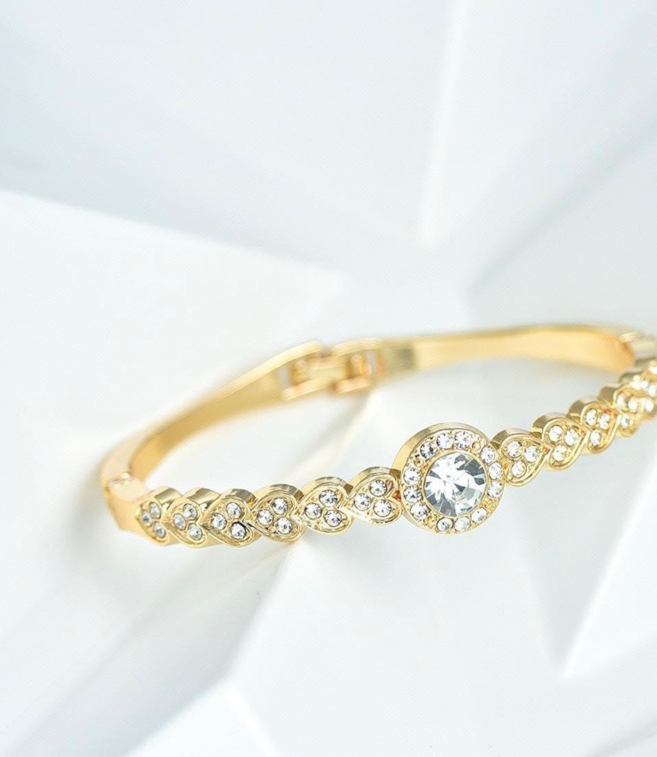 ROUND STUDED BRACELET - Shiny Golden image