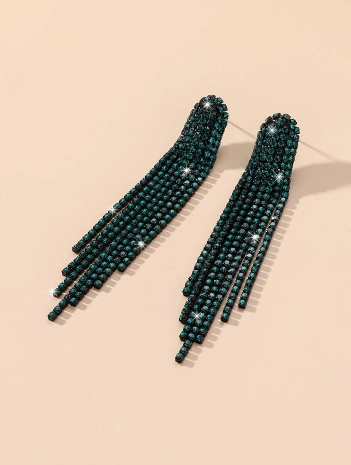 Fashion Long Tassel Rainbow Color Crystal Earring image 1