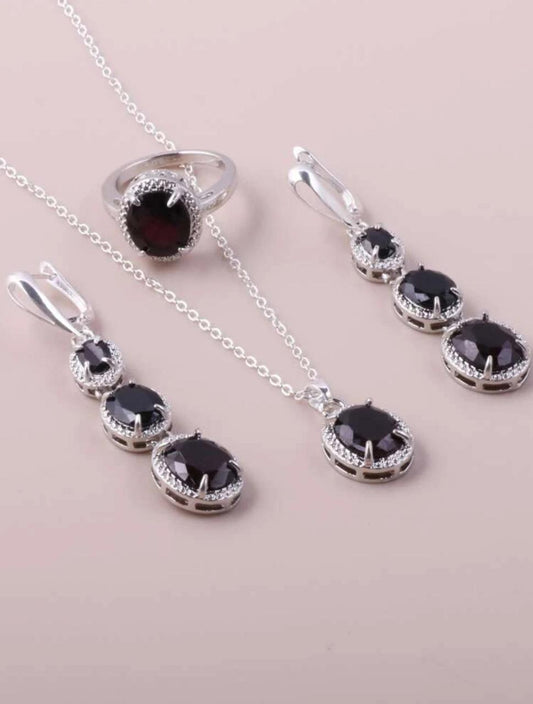4pcs Gemstone Decor Neklace Set (S925) image 0