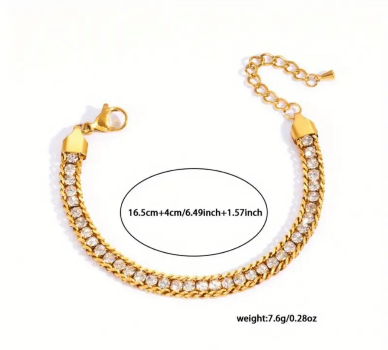 18K Golden Plated Stainless Steel Bracelet - Classic Style, Versatile 3-Layer Design for Daily Wear image 4