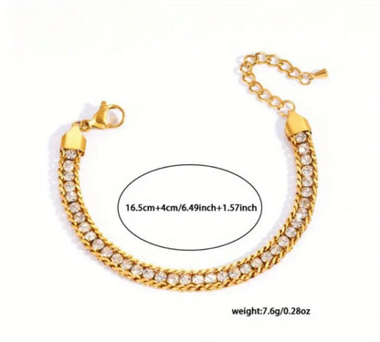18K Golden Plated Stainless Steel Bracelet - Classic Style, Versatile 3-Layer Design for Daily Wear image 4