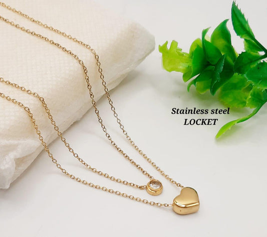 Heart Charm Stainless Steel Locket Necklace image 0