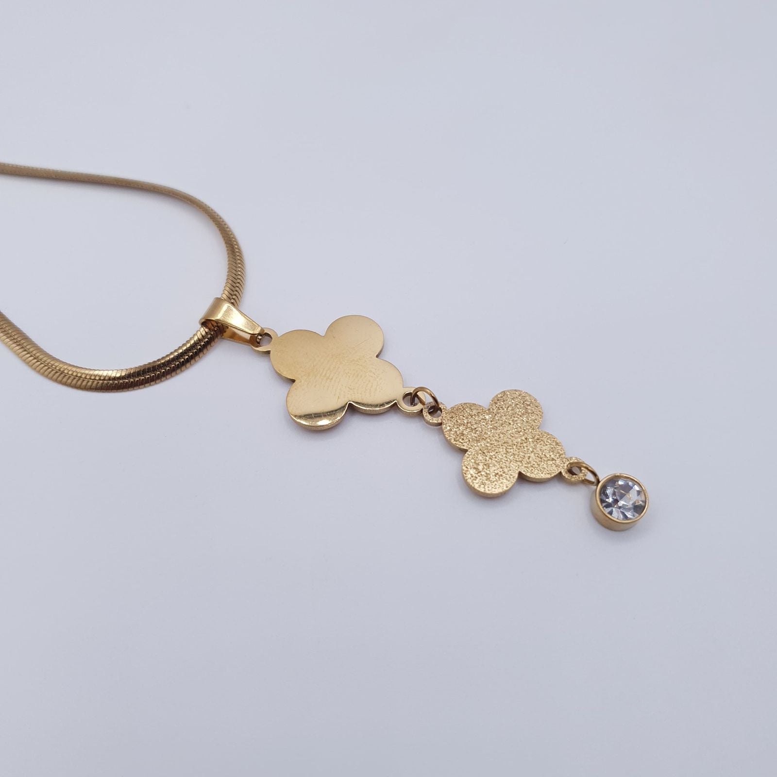 Floral Charm Stainless Steel Necklace Set image 4